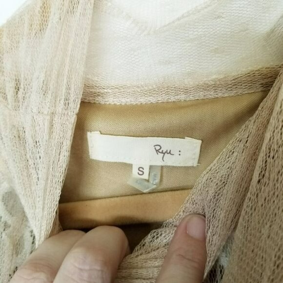 Ryu Modcloth Time & Grace Dress in Champagne Whimsical Romantic Lace Bow Size S‎ - Picture 3 of 12